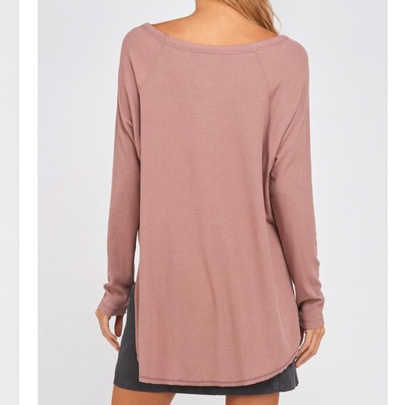 Mauve Ribbed essential top - Picture 3 of 6